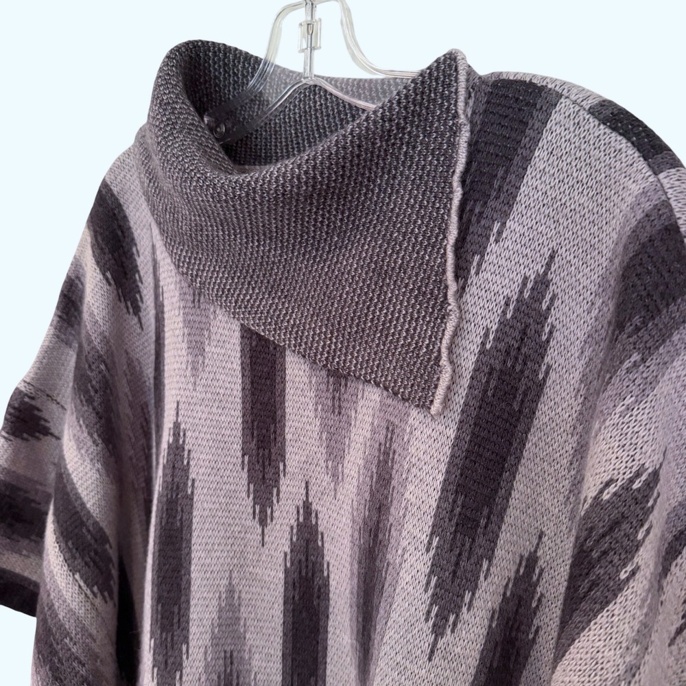 Haute Hippie Southwest Poncho Women's XS/S Gray 100% Wool Western Boho Retro Y2K - Picture 2 of 7